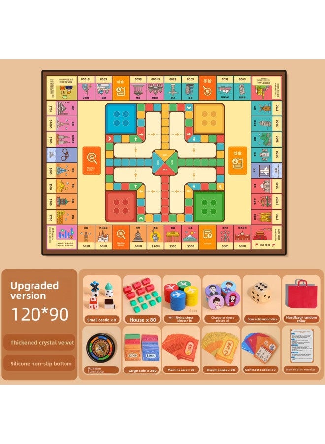 World Tour Deluxe Edition Board Game Children's Adult Game Flying Chess Two-In-One Crystal Velvet Carpet Suitable for All Ages